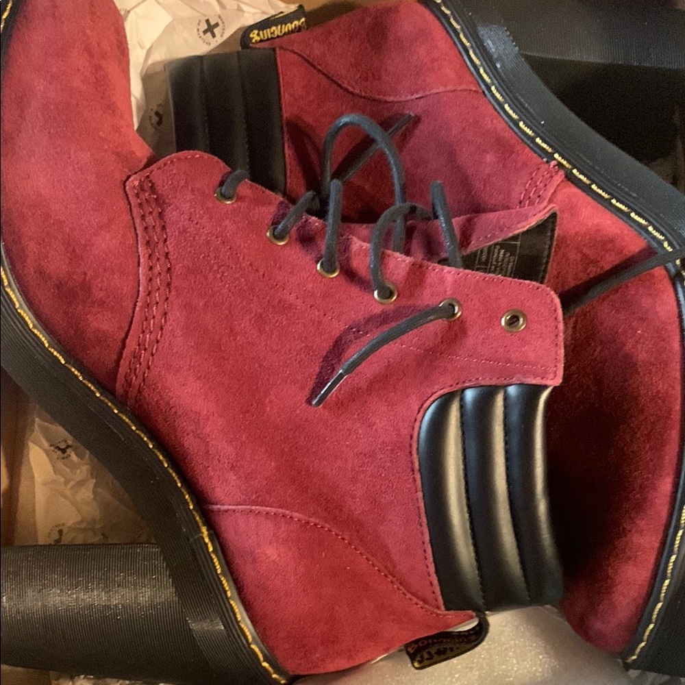 Dr. Martens Burgundy Suede Boots
